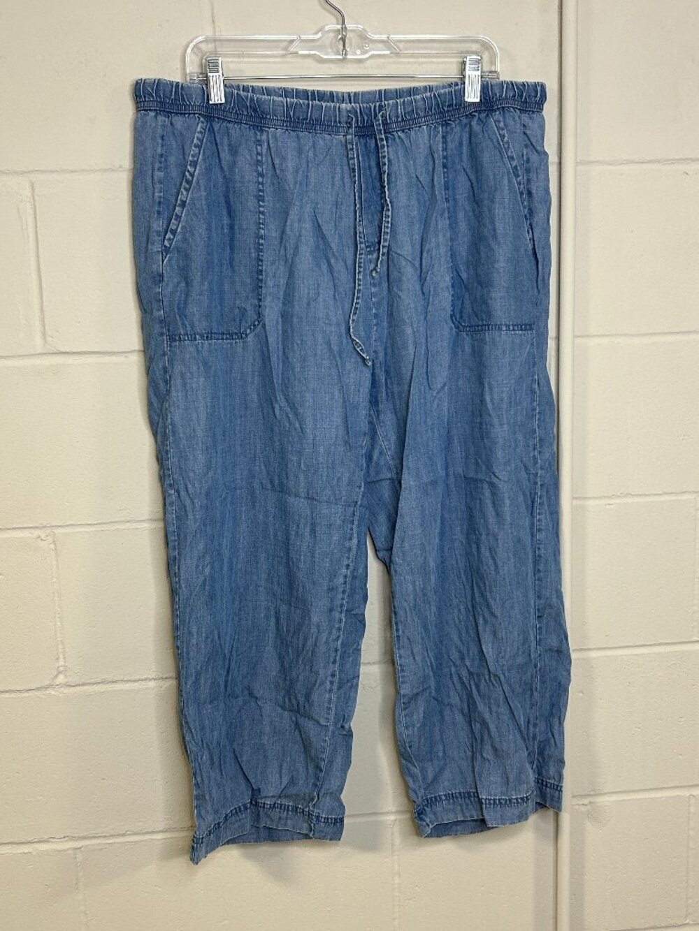 Splendid Pants Womens XXL Wide Leg Chambray Elastic Waist Light Wash Comfort